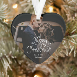 Merry Christmas Whimsical Script  Custom Photo  Ornament