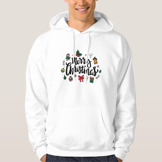 Merry Christmas White Hoodie (Vorderseite)