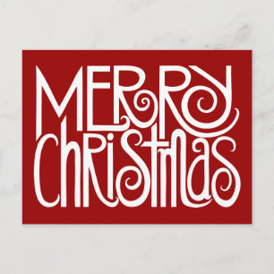 Merry Christmas White Postcard Feiertagspostkarte