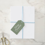 MERRY CHRISTMAS WHITE TYPOGRAPHIE AUF SAGE-GREN GESCHENKANHÄNGER<br><div class="desc">Fröhliche Weihnachten kehrte Farben um,  Retro-Salbei-Grün und Weiß anpassbare Typografie auf weißem und schlängelgrünem Hintergrund.</div>