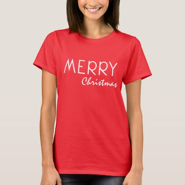 MERRY CHRISTMAS WHITE TYPOGRAPHY T-Shirt (Vorderseite)