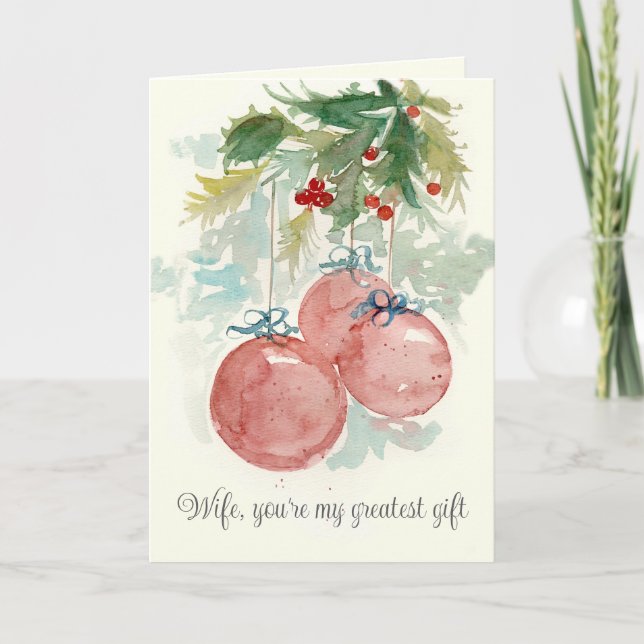 Merry Christmas Wife Greatest Gift Ornaments Karte (Vorderseite)