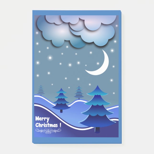 "MERRY CHRISTMAS" WINTER SCENE POST-IT KLEBEZETTEL (Vorderseite)