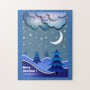 "MERRY CHRISTMAS" WINTER SCENE PUZZLE