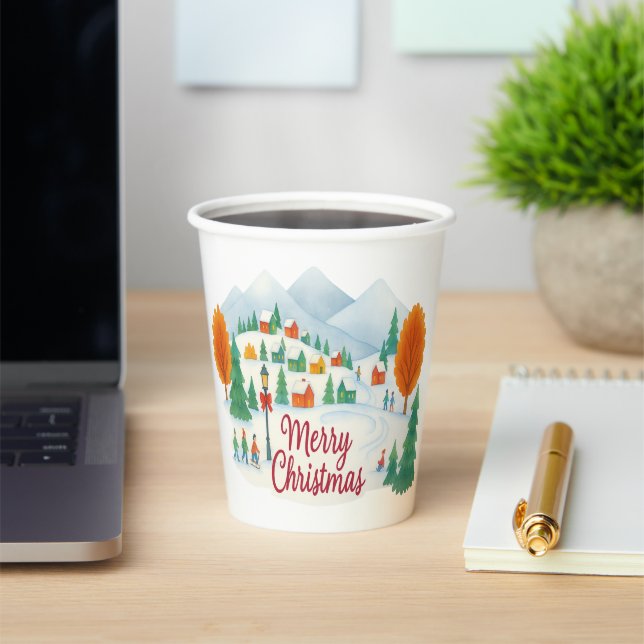 Merry Christmas  Winter Village Holiday Paper cup Pappbecher (InSitu)