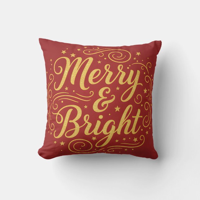 Merry Christmas Wishes to Brighten | Throw Pillow Kissen (Vorderseite)