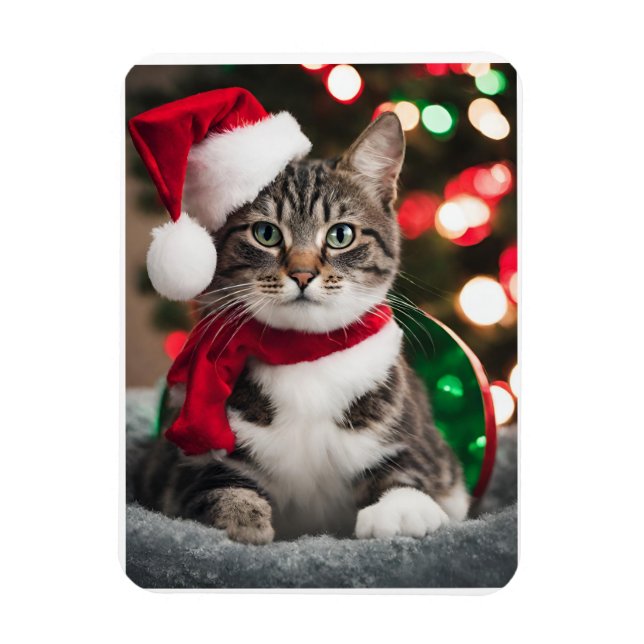 Merry Christmas with a cute kitten Magnet (Vertikal)