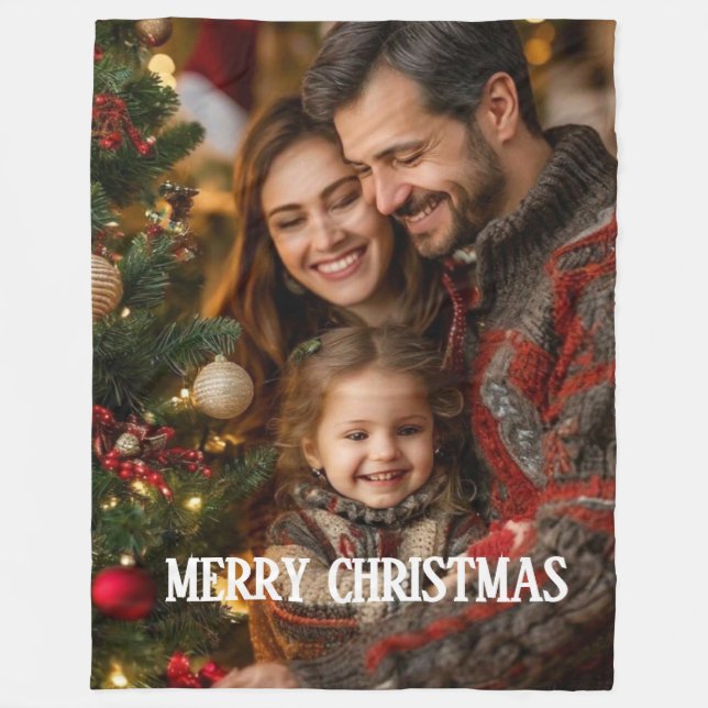 Merry Christmas with Family Fleece Blanket (Vorderseite)