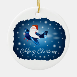 Merry Christmas with Santa Keramik Ornament