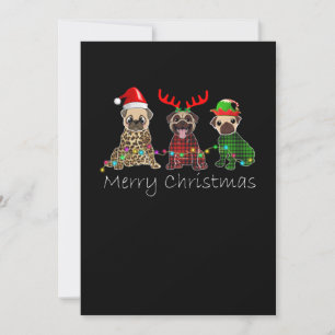Merry Christmas with three pug dogs Einladung