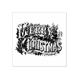MERRY CHRISTMAS WOOD ART BRIEFMARKE GUMMISTEMPEL