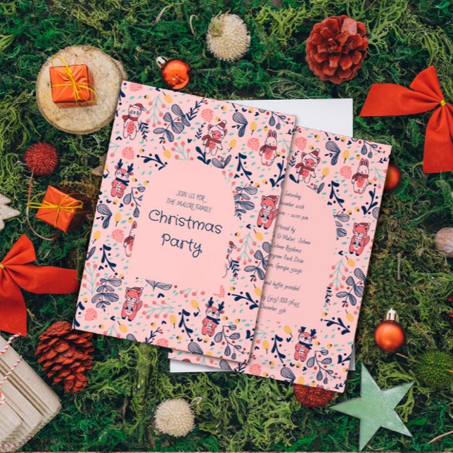 Merry Christmas Woodland Friends in Winter Forest  Einladung (Von Creator hochgeladen)