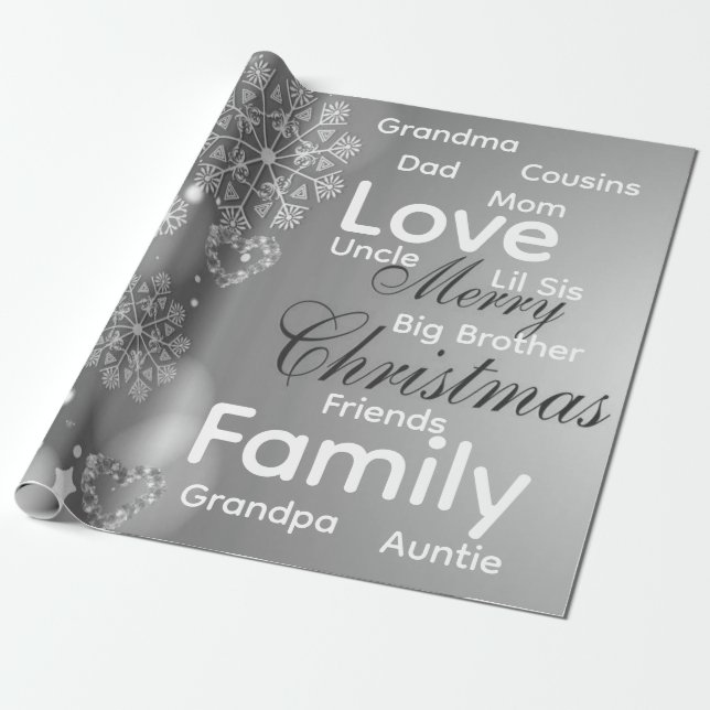 Merry Christmas Wrapping Family Love Friends  Geschenkpapier (Ungerollt)