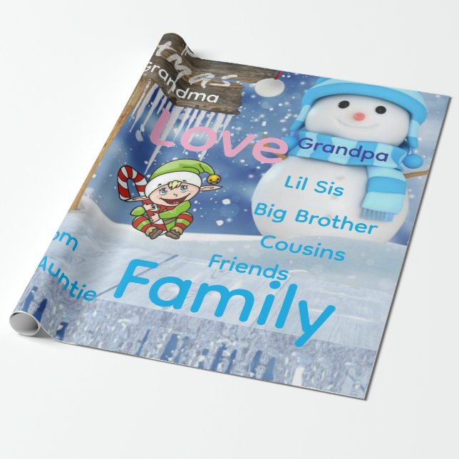 Merry Christmas Wrapping Family Love Friends  Geschenkpapier (Ungerollt)