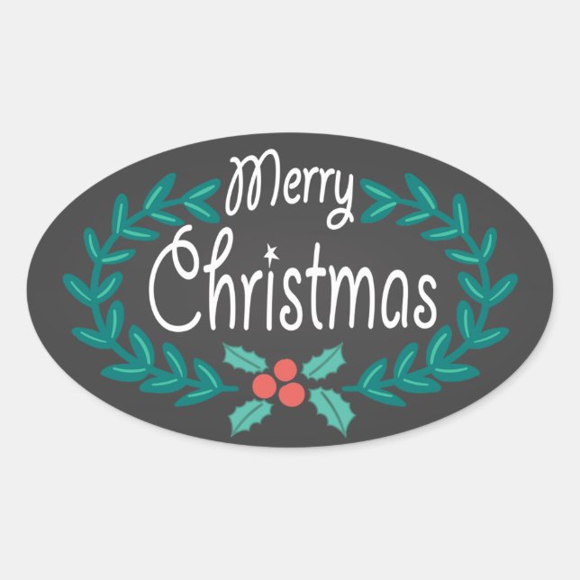MERRY CHRISTMAS WREATH CHALKBOARD STICKERS (Vorderseite)