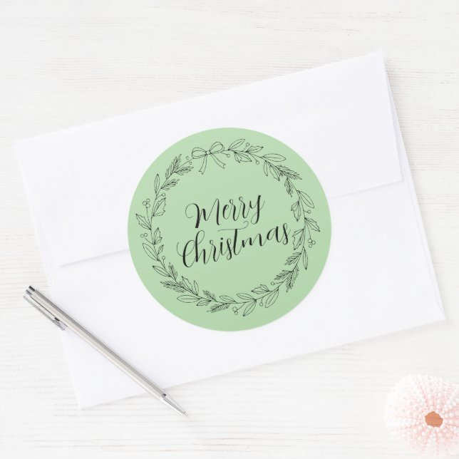 Merry Christmas wreath crest stickers and sealers (Umschlag)