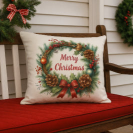 Merry Christmas Wreath  Kissen