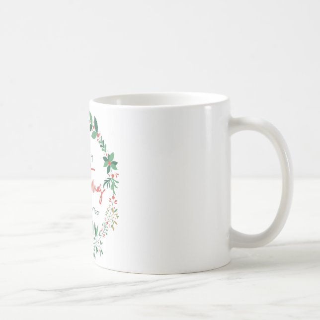 Merry Christmas Wreath Mug – Holiday &  Mug, 11 oz Kaffeetasse (Rechts)