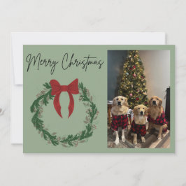 Merry Christmas Wreath Photo Card Feiertagskarte