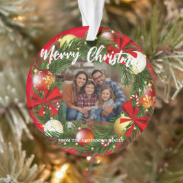 Merry Christmas Wreath Photo Personalized Family N Ornament