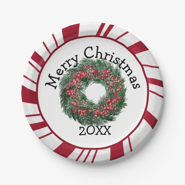 Merry Christmas Wreath Plates Pappteller (Vorderseite)