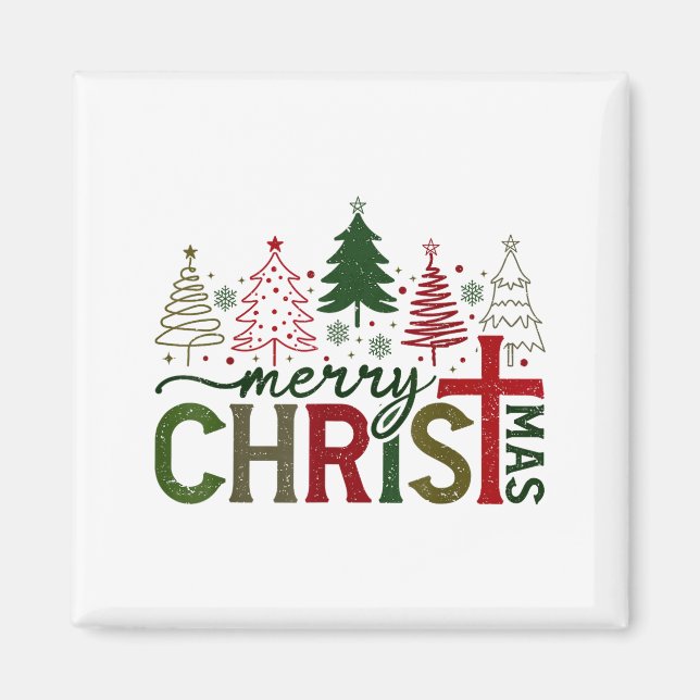Merry Christmas Xmas Christian Jesus Family Pajama Magnet (Vorne)