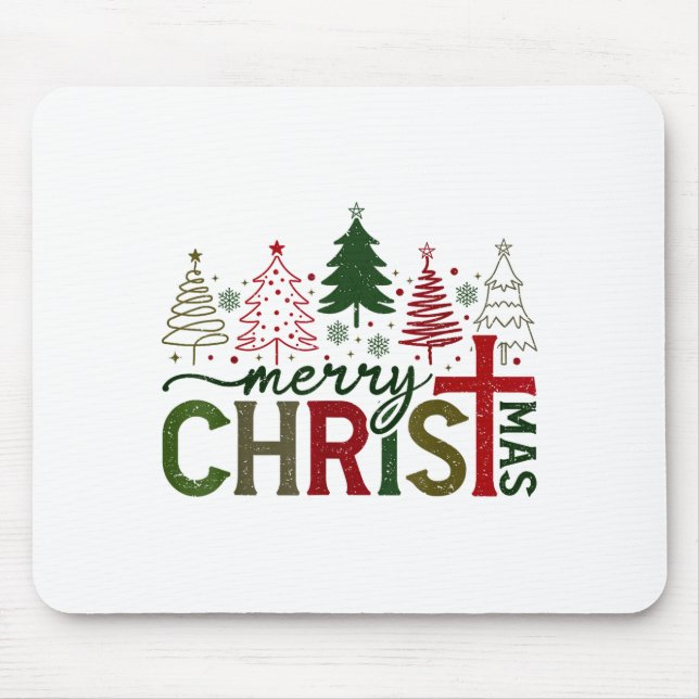 Merry Christmas Xmas Christian Jesus Family Pajama Mousepad (Vorne)