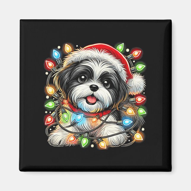 Merry Christmas Xmas Shih Tzu Santa Dog Men Women  Magnet (Vorne)