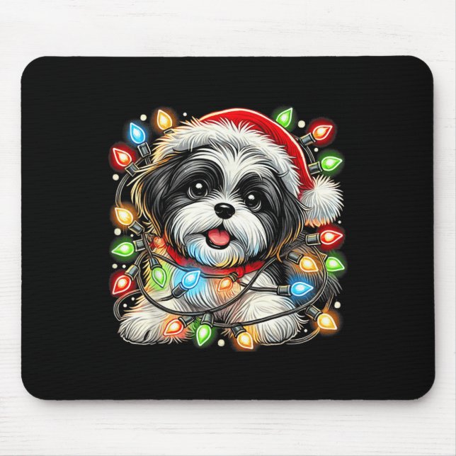 Merry Christmas Xmas Shih Tzu Santa Dog Men Women  Mousepad (Vorne)