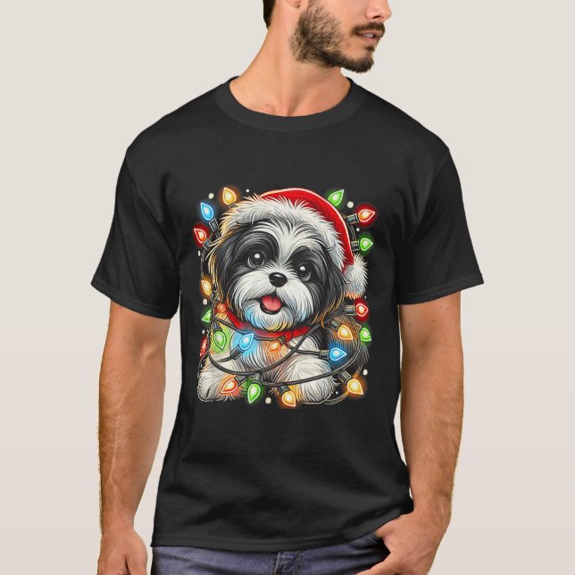 Merry Christmas Xmas Shih Tzu Santa Dog Men Women  T-Shirt (Vorderseite)