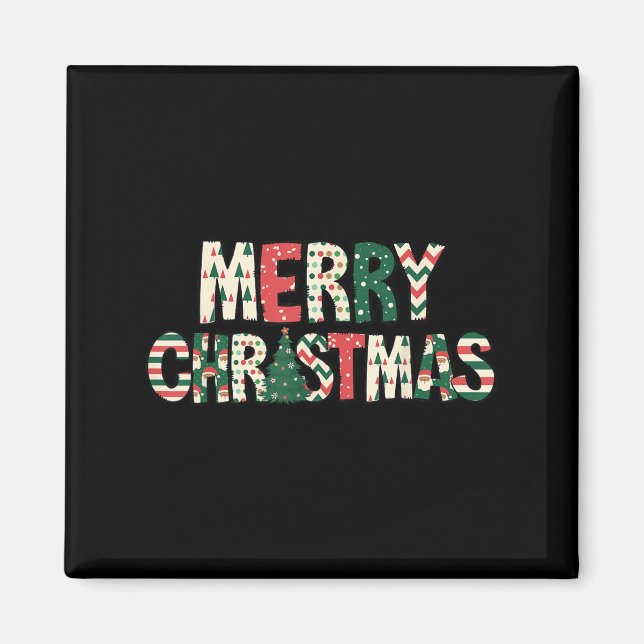 Merry Christmas Xmas Tree Santa Claus Family Pajam Magnet (Vorne)