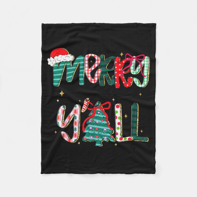 Merry Christmas Y’all Southern Christmas Tree Girl Fleecedecke (Vorderseite)