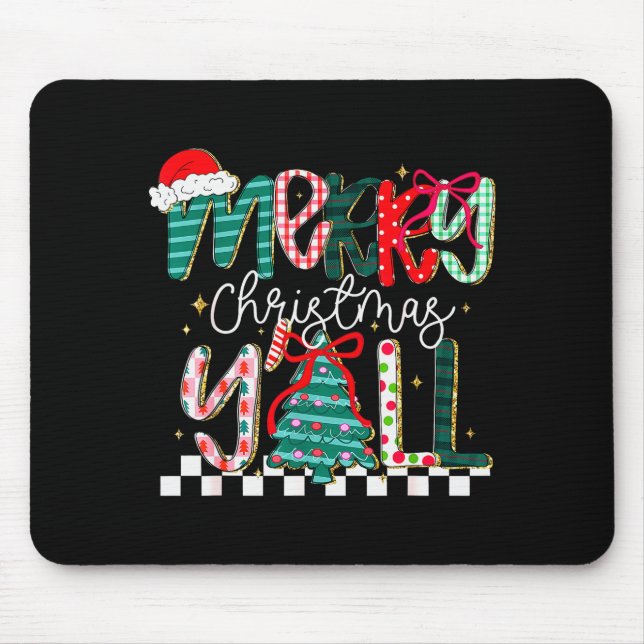Merry Christmas Y’all Southern Christmas Tree Girl Mousepad (Vorne)