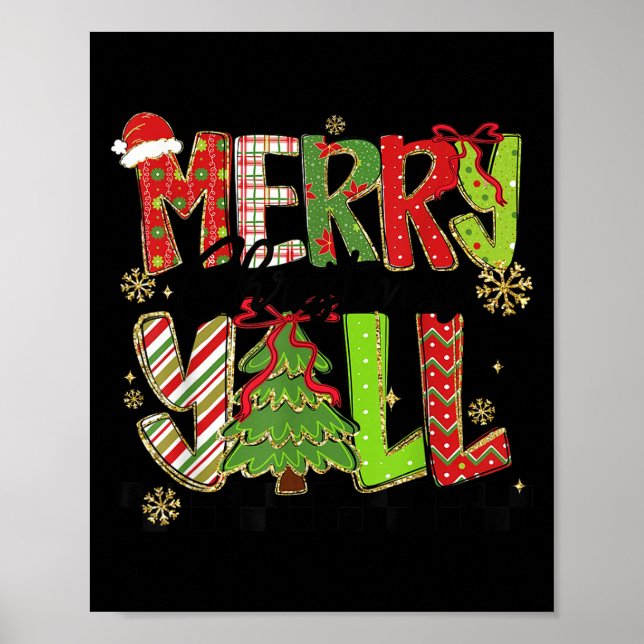 Merry Christmas Y’all Southern Christmas Tree Girl Poster (Vorne)