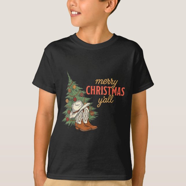Merry Christmas Y’all Western Cowboy Holiday Men W T-Shirt (Vorderseite)