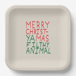 Merry Christmas ya filthy animal typography Pappteller