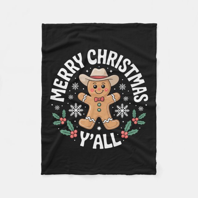 Merry Christmas Yall Gingerbread Cowboy Howdy West Fleecedecke (Vorderseite)