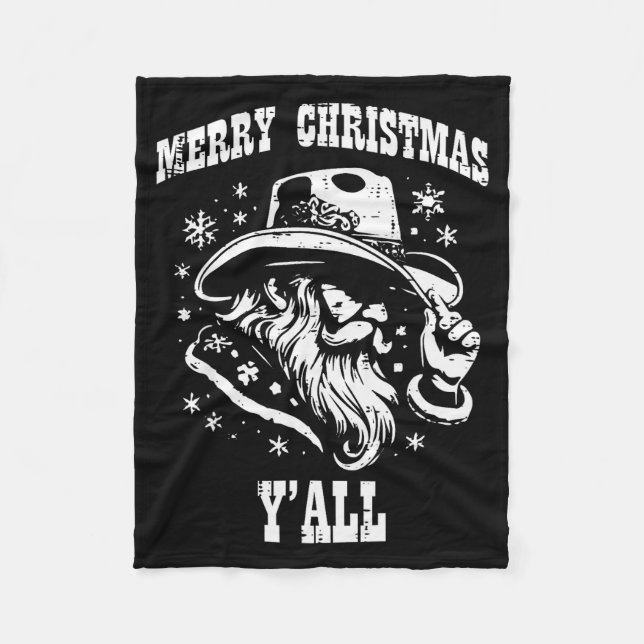 Merry Christmas Yall Santa Cowboy Xmas Country Men Fleecedecke (Vorderseite)