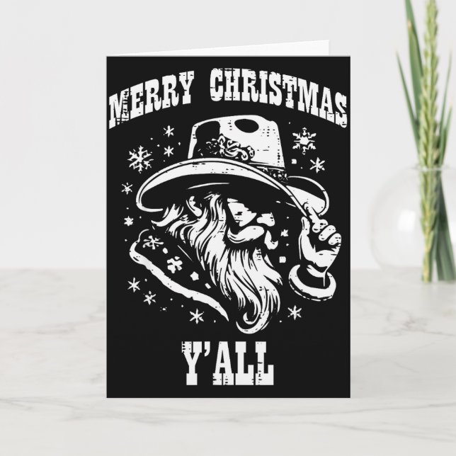 Merry Christmas Yall Santa Cowboy Xmas Country Men Karte (Vorderseite)