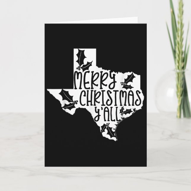 Merry Christmas Yall Texas Mistletoe White Graphic Karte (Vorderseite)