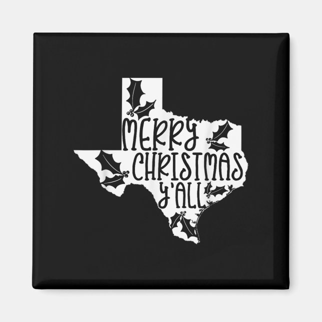 Merry Christmas Yall Texas Mistletoe White Graphic Magnet (Vorne)