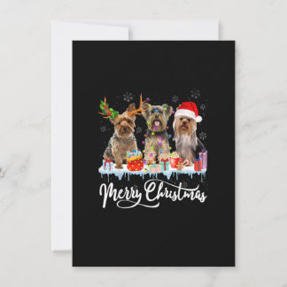 Merry Christmas Yorkshire Terrier Santa Reindeer L Einladung