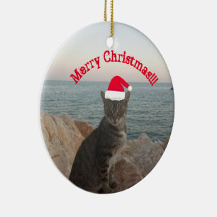 Merry Christmasb Cat Lover Keramik Ornament