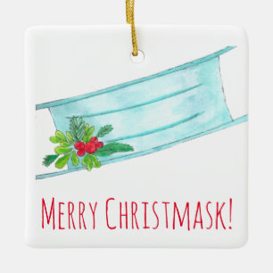 Merry Christmask Blue Face Mask Keramikornament
