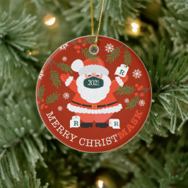 Merry Christmask Fun Santa Mask & Toilettenpapier Keramik Ornament