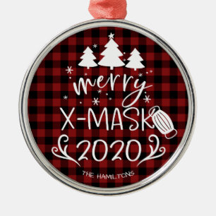 Merry ChristMask Funny 2020 Covid Pandemic Ornament Aus Metall