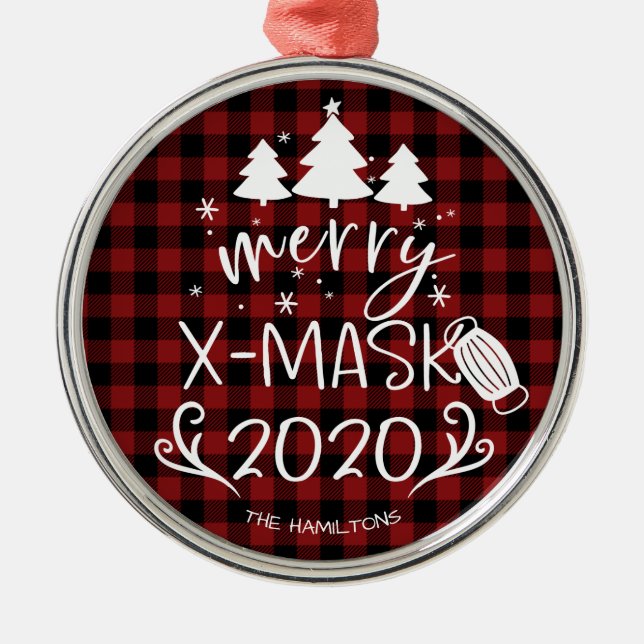 Merry ChristMask Funny 2020 Covid Pandemic Ornament Aus Metall (Vorne)