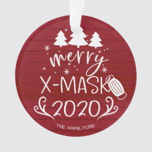 Merry ChristMask Funny 2020 Covid Pandemic Red Ornament