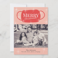 Merry Christmask Retro Pink Weihnachtsfotokarte