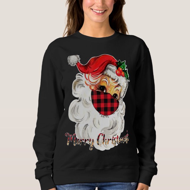 Merry Christmask Santa Face Wear Buffalo Kariert M Sweatshirt (Vorderseite)